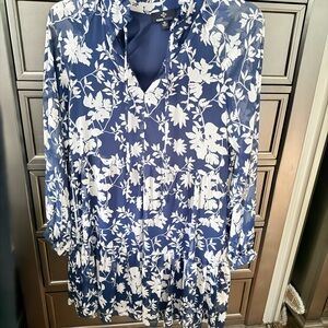 Ronni Nicole Blue and White Floral Dress